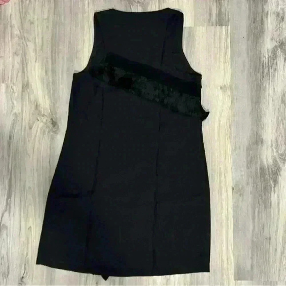 Banana Republic Women's 100% Silk Black Ruffle Sleeveless Shift Dress Size SP - Picture 4 of 8